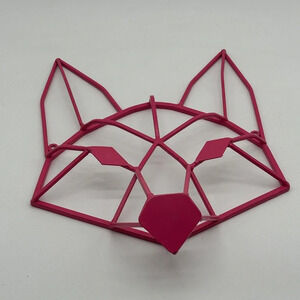 Fox Head Metal 3D Wall Art Pink